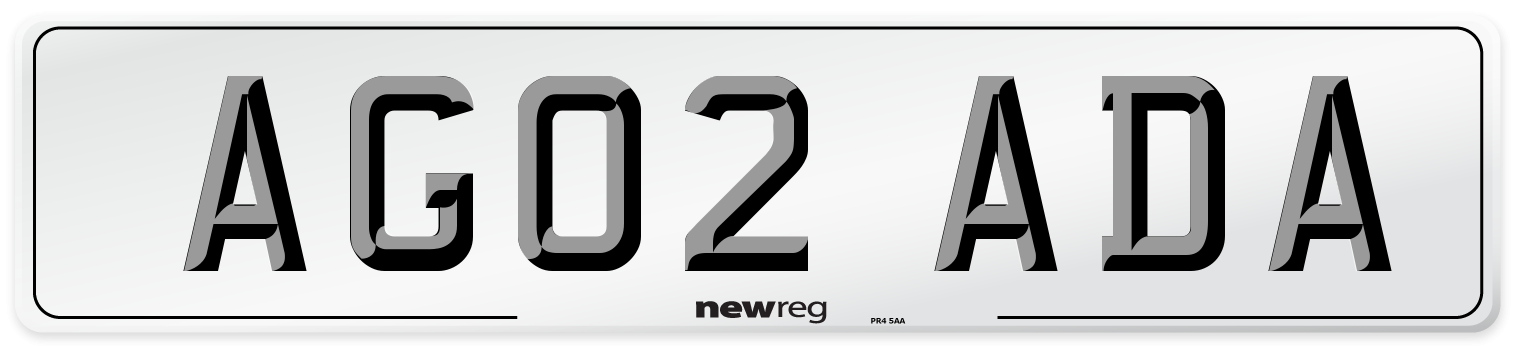 AG02 ADA Number Plate from New Reg